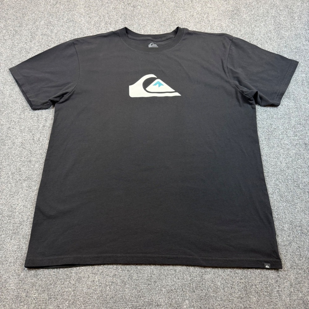 Quiksilver Mens Large Black Graphic Logo T-Shirt Regular Fit Cotton Tee